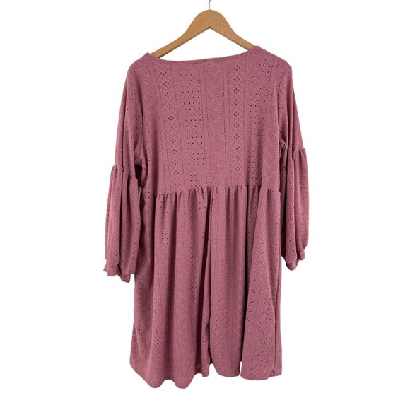 Size 3X 22 24 NEW MAUVE EYELET LANTERN SLEEVE DRESS Special‎ Occasion PLUS SIZE - Picture 7 of 7